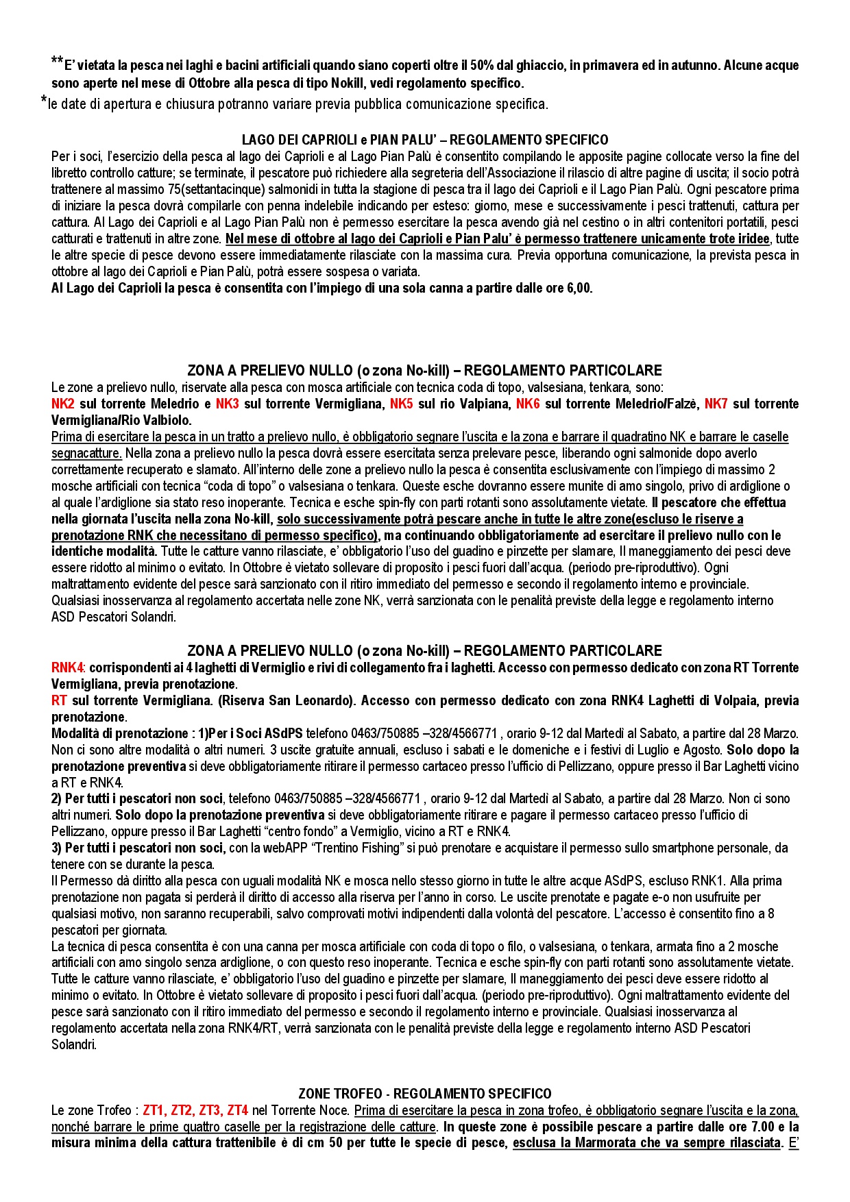 Regolamento di pesca generale AsdPS Val di Sole 2026 pubblicato sul sito 0005