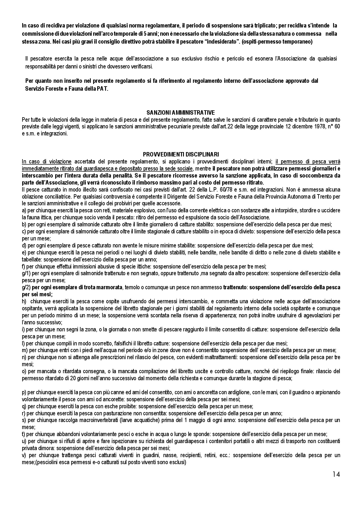 Regolamento di pesca generale AsdPS Val di Sole 2026 pubblicato sul sito 0014